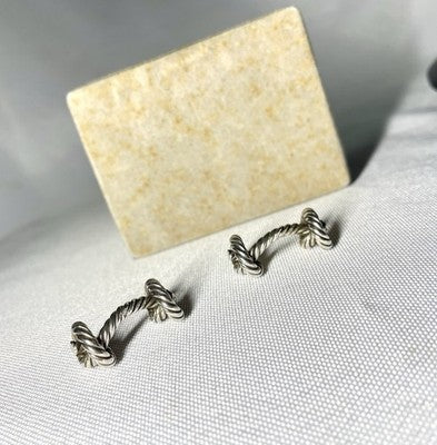Auth [Beautiful] Hermès Rope Knot cufflinks vintage sterling silver SV925 box