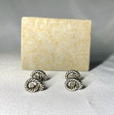 Auth [Beautiful] Hermès Rope Knot cufflinks vintage sterling silver SV925 box