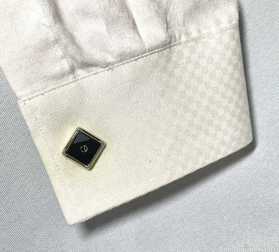 Auth [Rare] Dior CD Logo & Black stone & gray vintage Cufflinks Gold +Box Gift