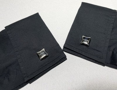 Auth [Rare] BVLGARI Brand Logo Sterling Silver 925 & Black Cufflinks Business