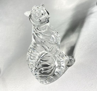 Auth [Beautiful] Baccarat crystal object Tiger Design figurine Ornament Gift