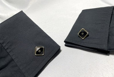 Auth [Rare] Dior CD Logo & Black stone & gray vintage Cufflinks Gold +Box Gift