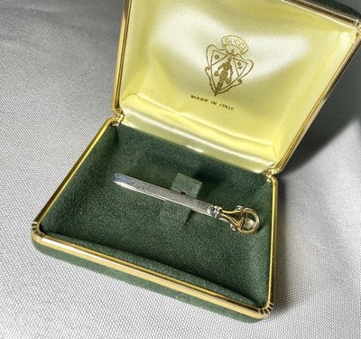 Auth [Rare] Old GUCCI Horse Bit Vintage Tie Clip Gold & Silver bar +Box Business