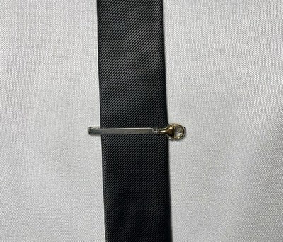 Auth [Rare] Old GUCCI Horse Bit Vintage Tie Clip Gold & Silver bar +Box Business
