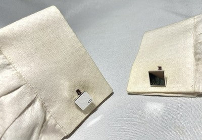 Auth [Beautiful] Dior Homme CD Logo Silver & Gold square Cufflinks Business Gift
