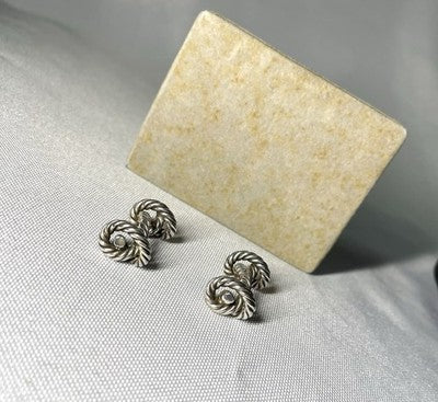Auth [Beautiful] Hermès Rope Knot cufflinks vintage sterling silver SV925 box