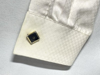 Auth [Rare] Dior CD Logo & Black stone & gray vintage Cufflinks Gold +Box Gift