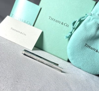 Auth Beautiful Tiffany T & CO 1837 engraving tie clip pin bar silver AG925 Gift