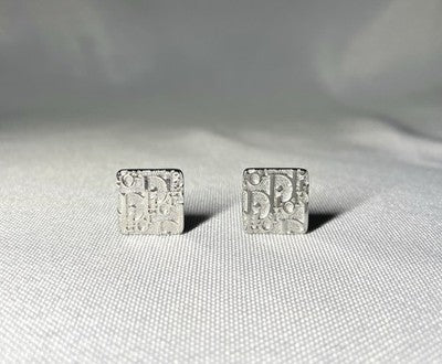 Auth [Beautiful] Christian Dior Trotter Logo Design clip on Earrings unisex Gift