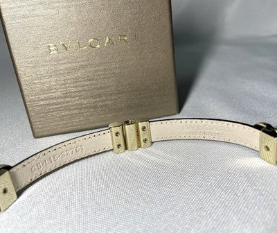Auth [Beautiful] BVLGARI B-ZERO Doppio Tondo Leather Bracelet Gold&Black Unisex