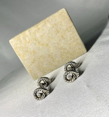 Auth [Beautiful] Hermès Rope Knot cufflinks vintage sterling silver SV925 box