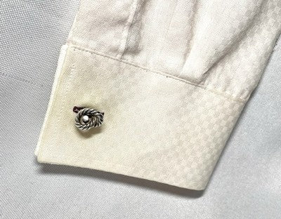 Auth [Beautiful] Hermès Rope Knot cufflinks vintage sterling silver SV925 box