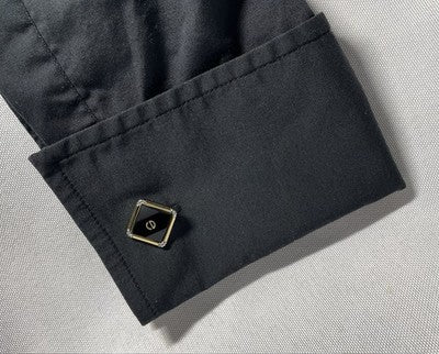 Auth [Rare] Dior CD Logo & Black stone & gray vintage Cufflinks Gold +Box Gift