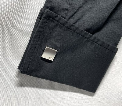 Auth [Beautiful] Dior Homme CD Logo Silver & Gold square Cufflinks Business Gift