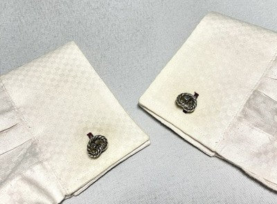 Auth [Beautiful] Hermès Rope Knot cufflinks vintage sterling silver SV925 box