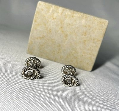Auth [Beautiful] Hermès Rope Knot cufflinks vintage sterling silver SV925 box
