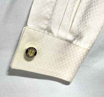 Auth [Beautiful] ALFRED DUNHILL Logo Gold metallic Oval Cufflinks +Box Gift