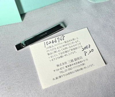 Auth Beautiful Tiffany mirror Sterling Silver SV925 Tie Clip Bar pin Gift +Box