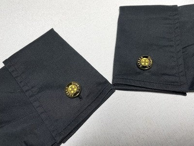Auth [Beautiful] ALFRED DUNHILL Logo Gold metallic Oval Cufflinks +Box Gift