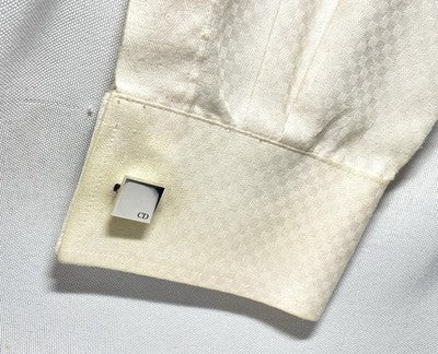 Auth [Beautiful] Dior Homme CD Logo Silver & Gold square Cufflinks Business Gift