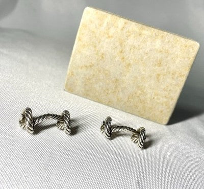 Auth [Beautiful] Hermès Rope Knot cufflinks vintage sterling silver SV925 box