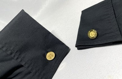 Auth [Beautiful] ALFRED DUNHILL Logo Gold metallic Oval Cufflinks +Box Gift