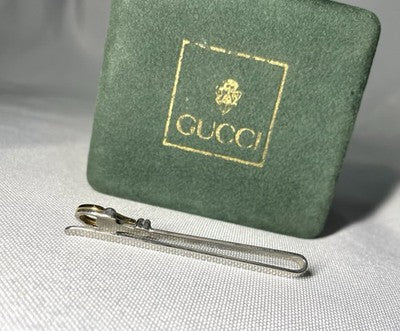 Auth [Rare] Old GUCCI Horse Bit Vintage Tie Clip Gold & Silver bar +Box Business