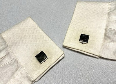 Auth [Beautiful] Dior Homme CD Logo Silver & Gold square Cufflinks Business Gift