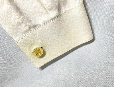Auth [Beautiful] ALFRED DUNHILL Logo Gold metallic Oval Cufflinks +Box Gift