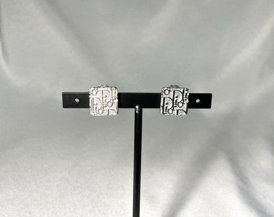 Auth [Beautiful] Christian Dior Trotter Logo Design clip on Earrings unisex Gift