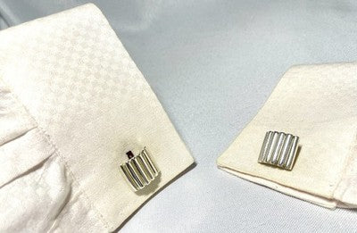 Auth [Rare] TIFFANY 18K AU750 & SV925 silver Vintage cufflinks Business &Box