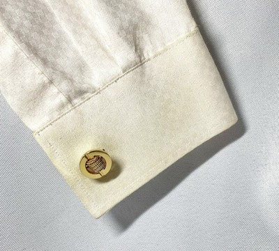 Auth [Beautiful] Dior CD & mesh Design & Oval vintage Cufflinks Gold +Box Gift