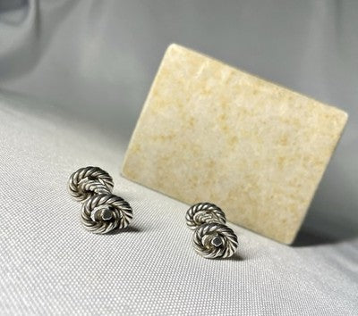 Auth [Beautiful] Hermès Rope Knot cufflinks vintage sterling silver SV925 box