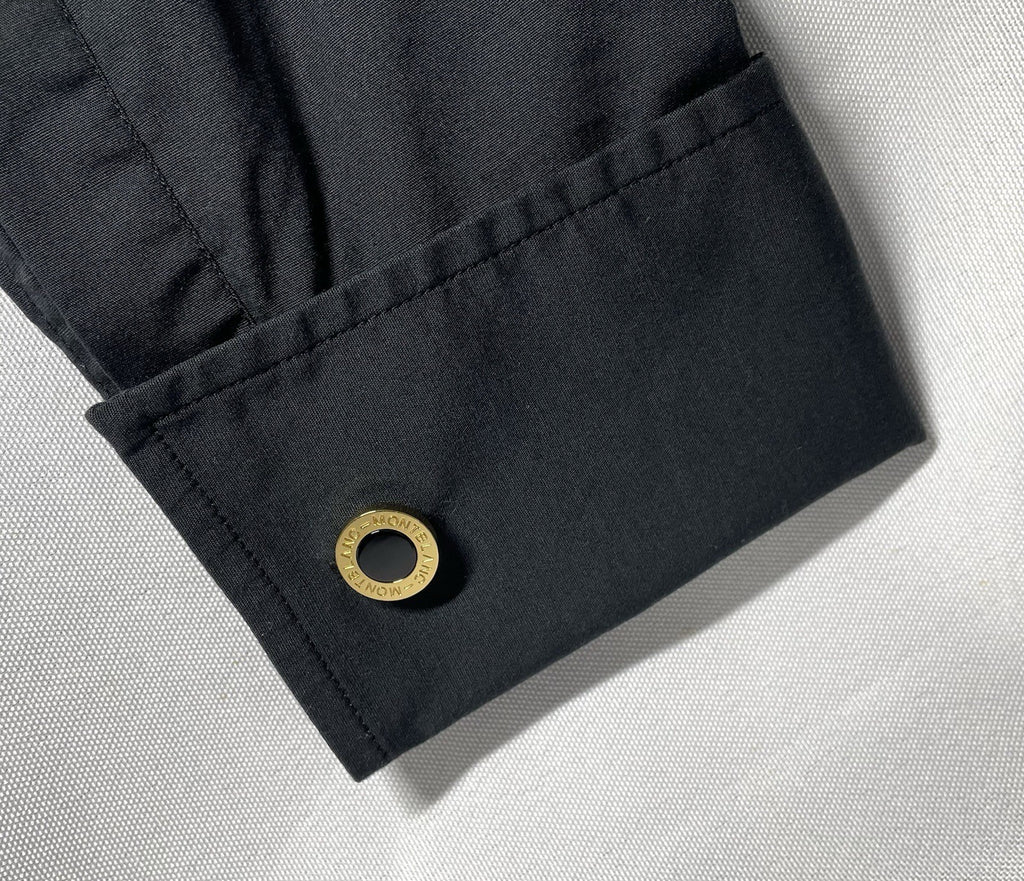 Auth [Beautiful] Montblanc Logo gold metallic & black onyx Oval cufflinks +Box