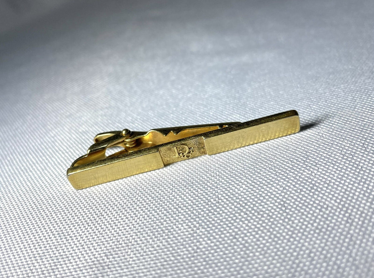 Auth [Rare] Dior tie clip logo tie bar tie pin gold vintage Mens