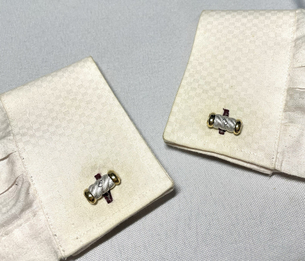 Auth [Beautiful] Dior CD Logo Gold & Matte Silver Cufflinks Business Gift
