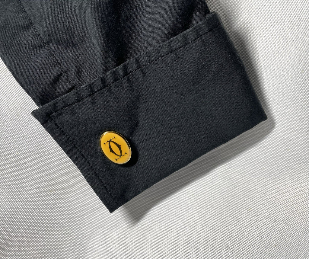 Auth [Rare] Cartier 2C Logo Double C Vintage Cufflinks yellow & Gold Business