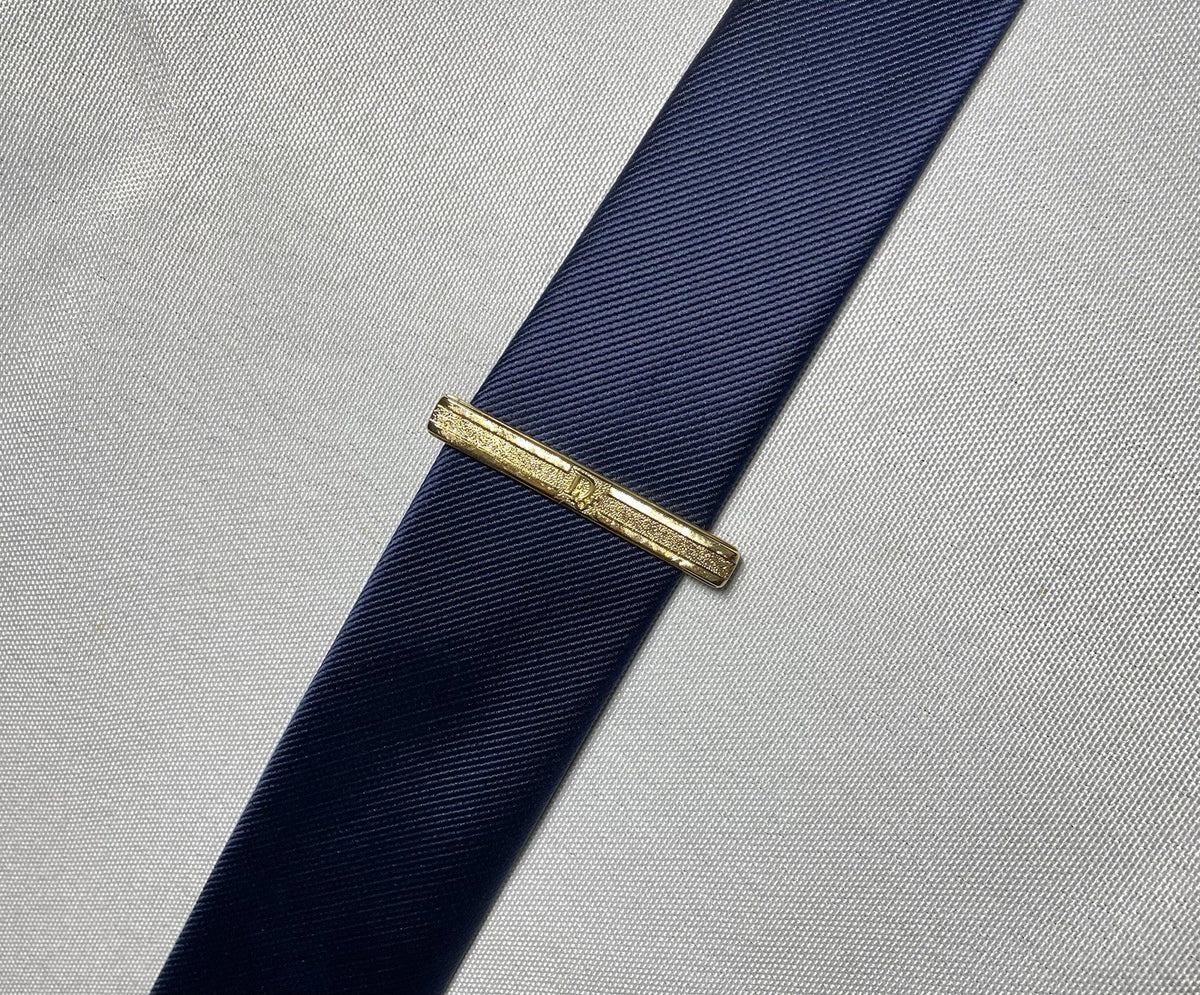 Auth [Rare] Dior tie clip logo tie bar tie pin gold vintage Mens Business +Box