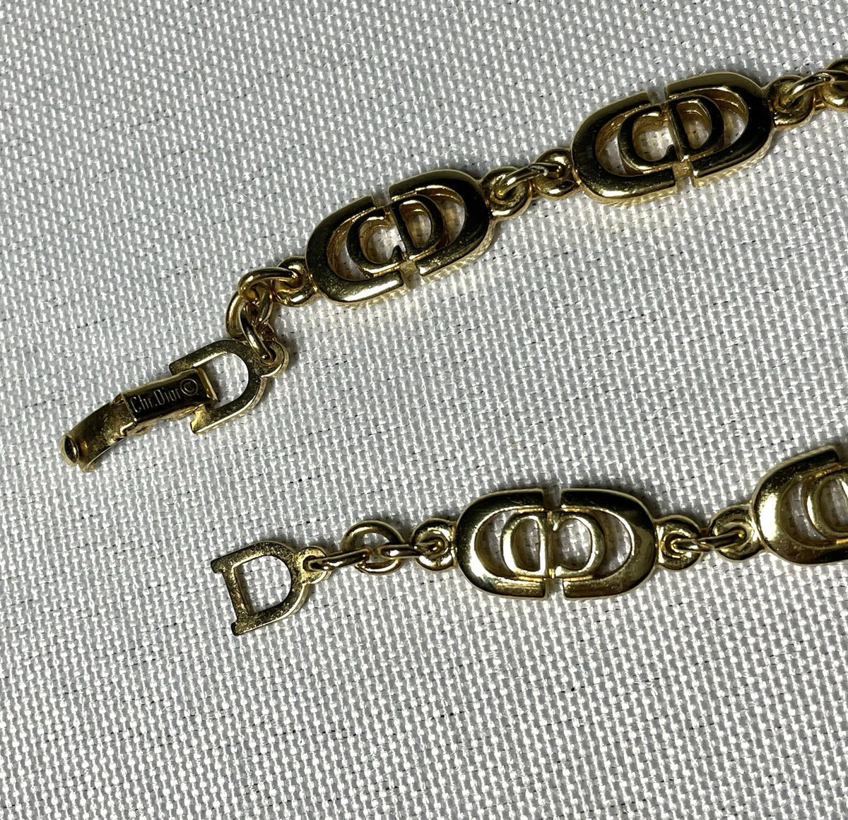 Auth [Rare] Christian Dior bracelet CD logo chain vintage Gold Ladies