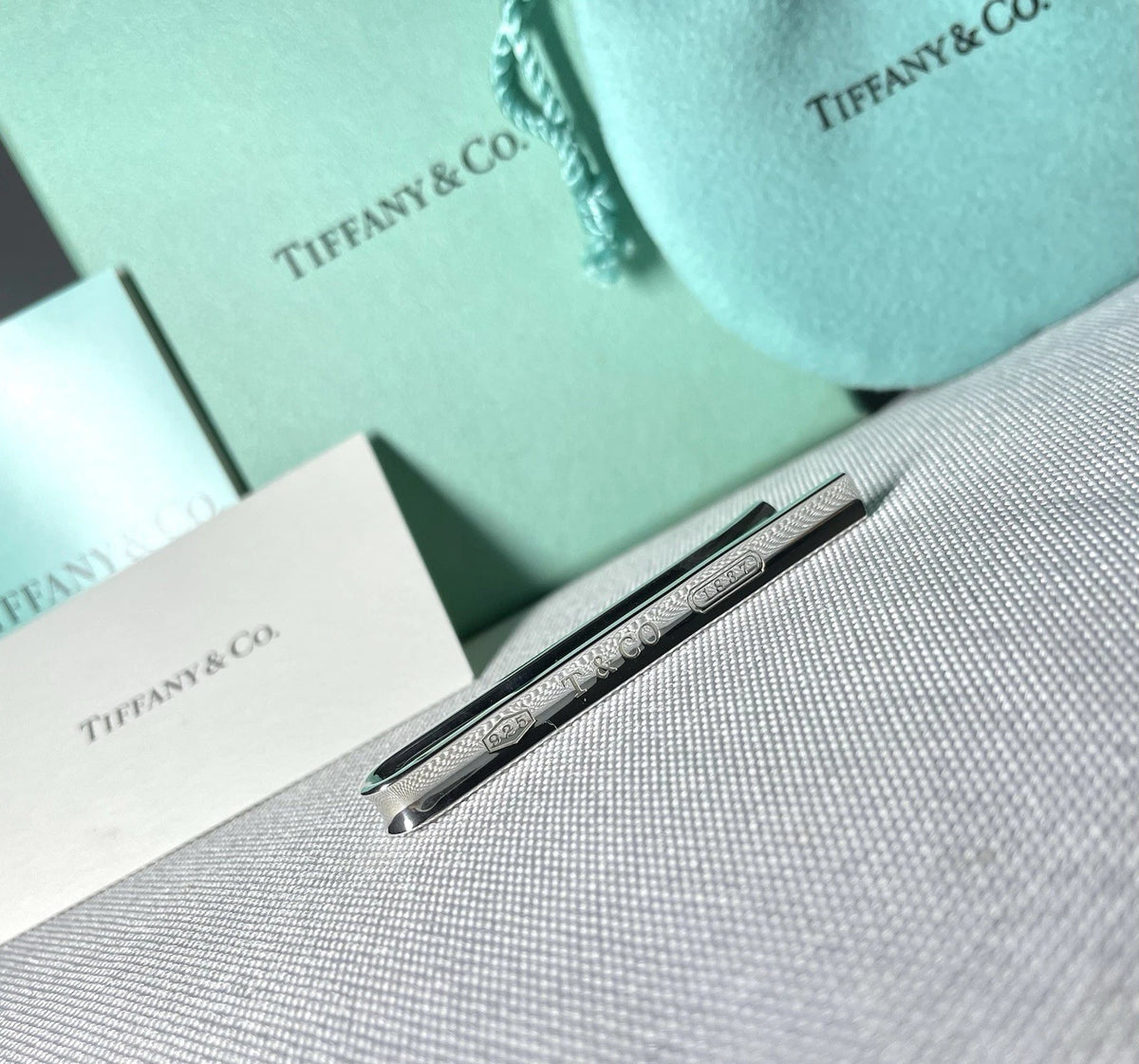 Auth Beautiful Tiffany T & CO 1837 engraving tie clip pin bar silver AG925 Gift