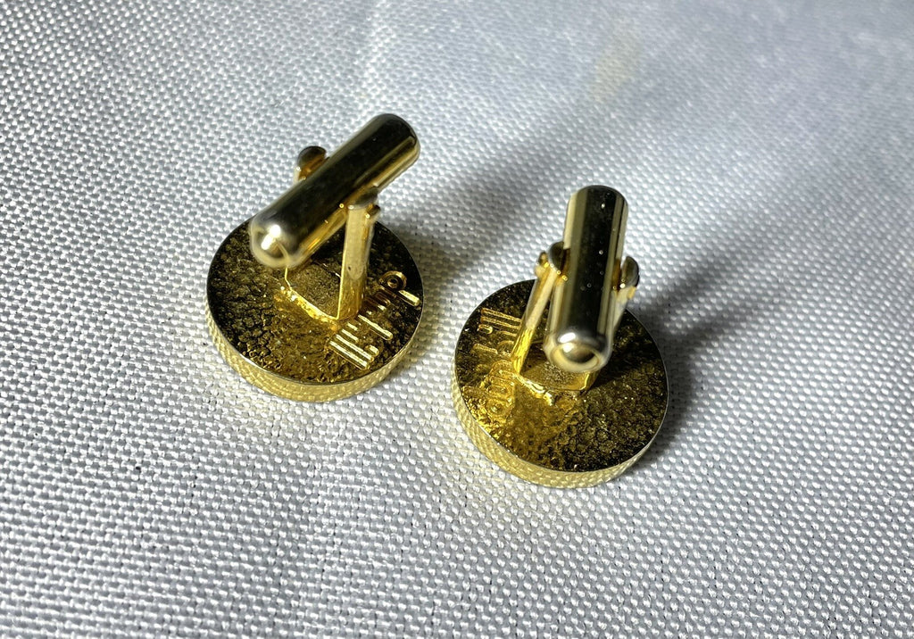 Auth Rare Dunhill cufflinks d logo pattern line oval vintage antique