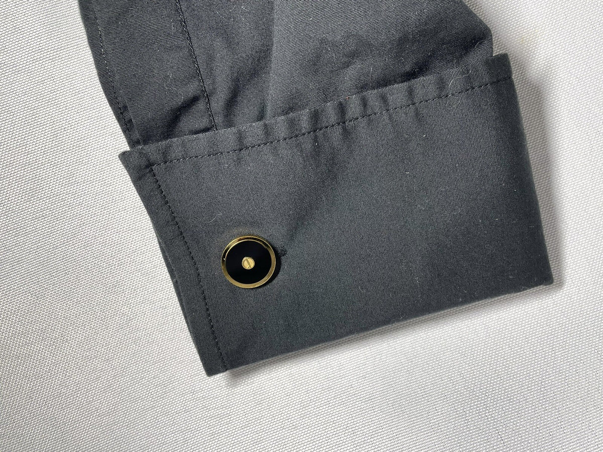 Auth [Rare] Dunhill Cufflinks D Logo Gold & Black Oval Vintage Antique Men's