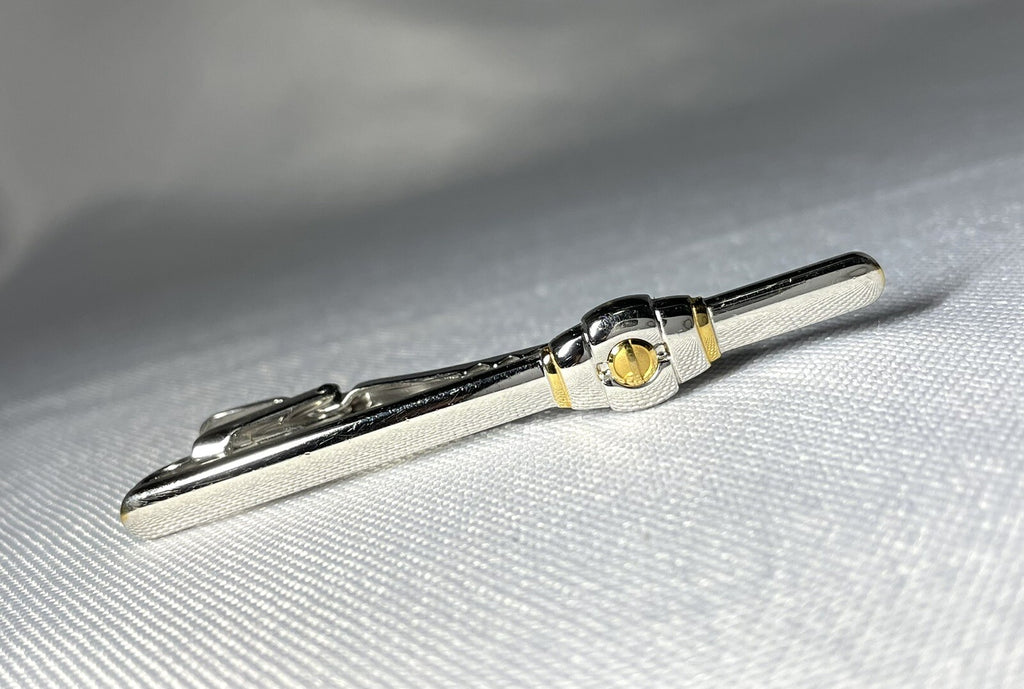 Auth Dunhill tie Clip d logo gold & silver combination vintage Bar pin