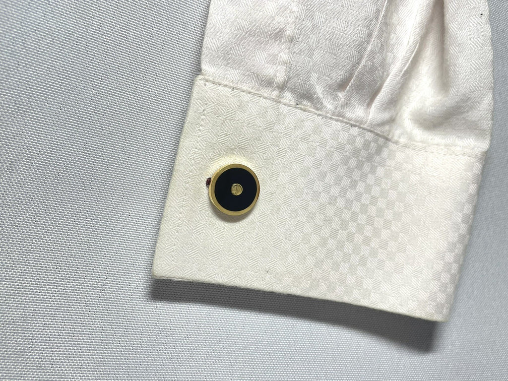 Auth [Rare] Dunhill Cufflinks D Logo Gold & Black Oval Vintage Antique Men's