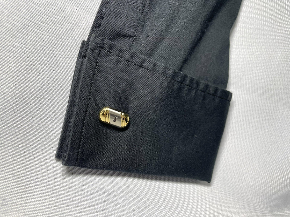 Auth beautiful Yves Saint Laurent cufflinks YSL black gold silver Gift