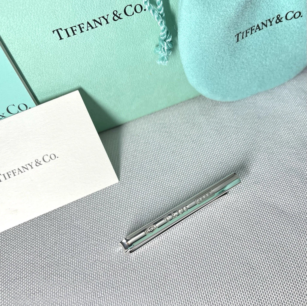 Auth Beautiful Tiffany T & CO 1837 engraving tie clip pin bar silver AG925 Gift