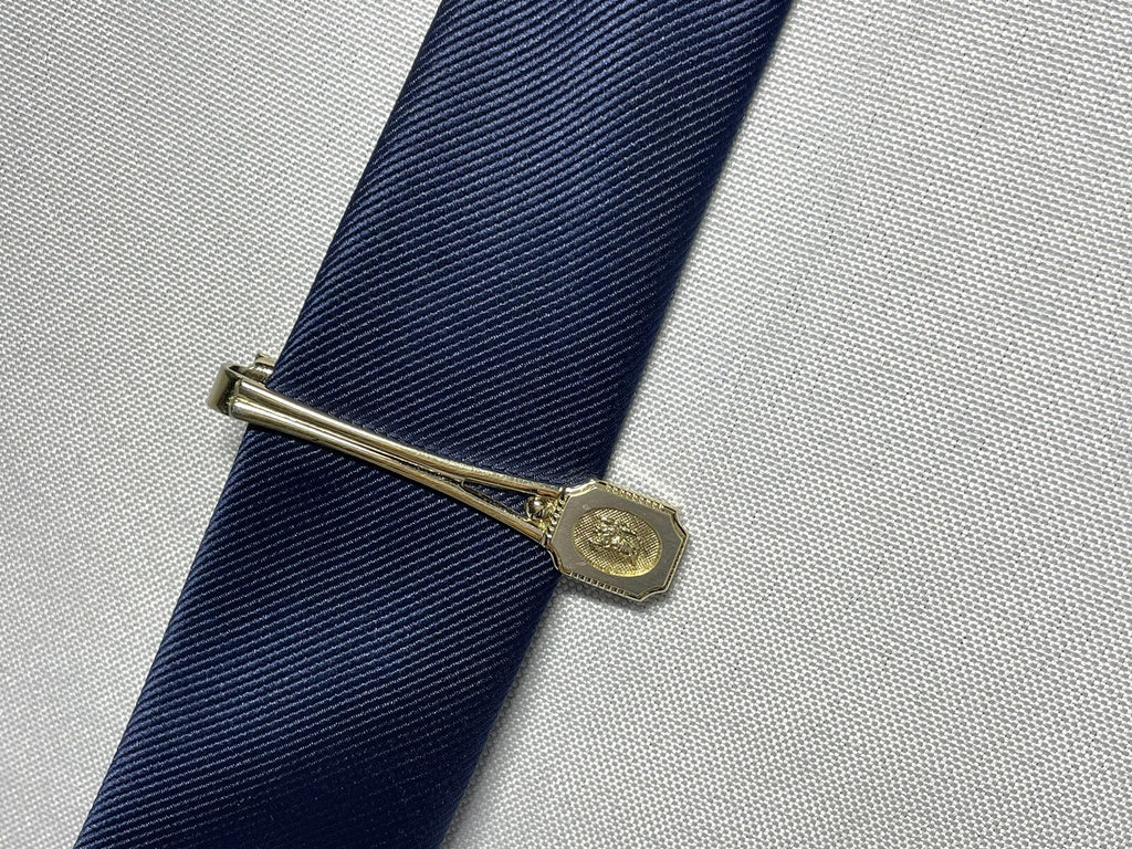 Auth Burberry Tie Clip Night horse Large Logo Bar pin Gold vintage