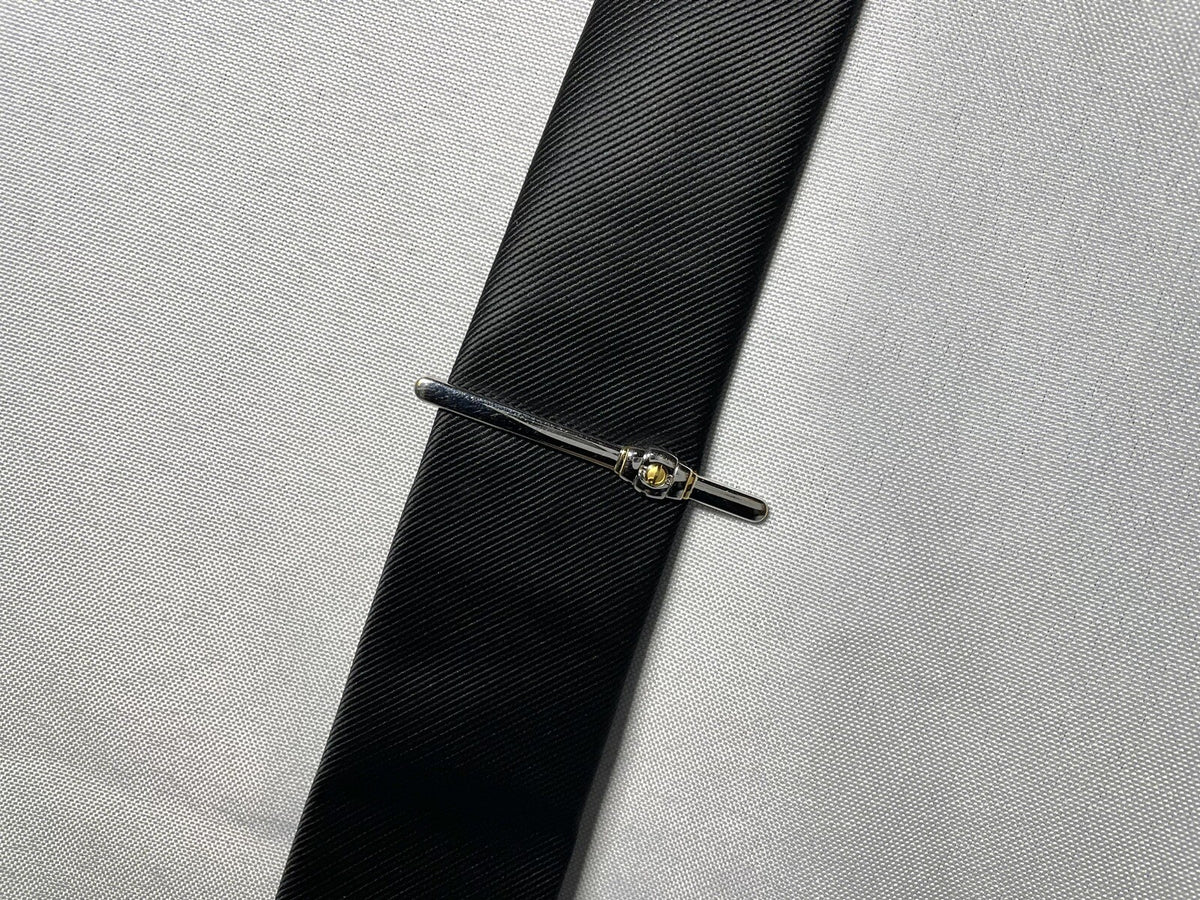 Auth Dunhill tie Clip d logo gold & silver combination vintage Bar pin