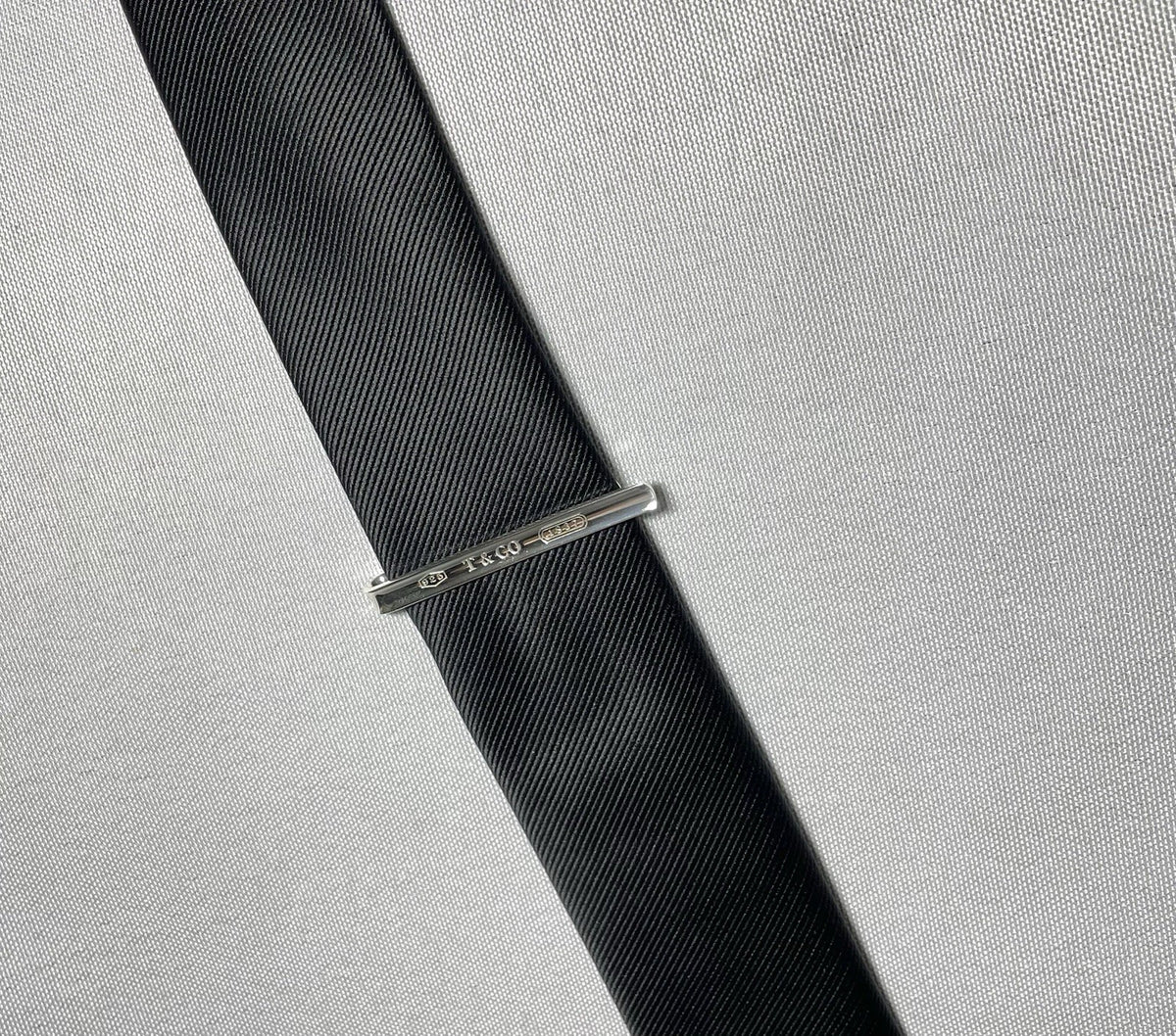 Auth Beautiful Tiffany T & CO 1837 engraving tie clip pin bar silver AG925 Gift