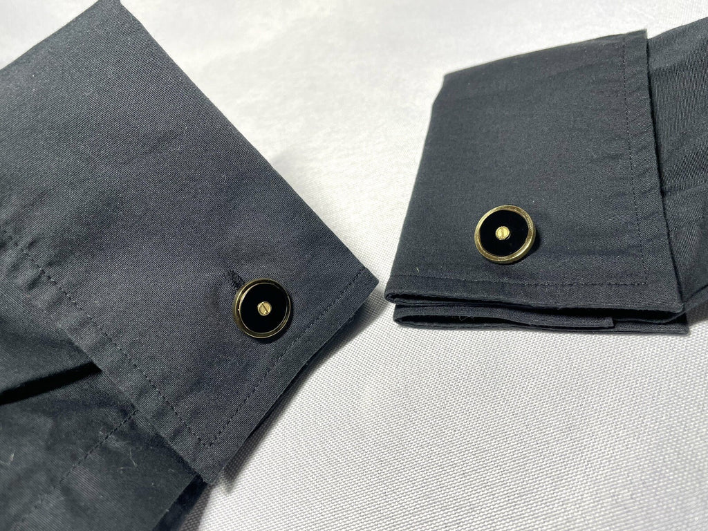 Auth [Rare] Dunhill Cufflinks D Logo Gold & Black Oval Vintage Antique Men's